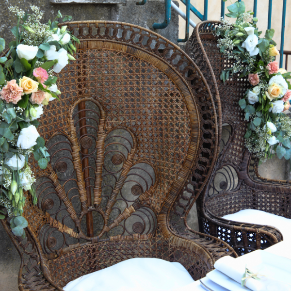 Fauteuil de mariage en rotin