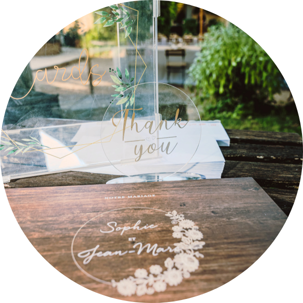 Personnalisation d'objets pour mariage, anniversaire, baptême, séminaire, baby-shower... dans le Var et les Bouches du Rhône